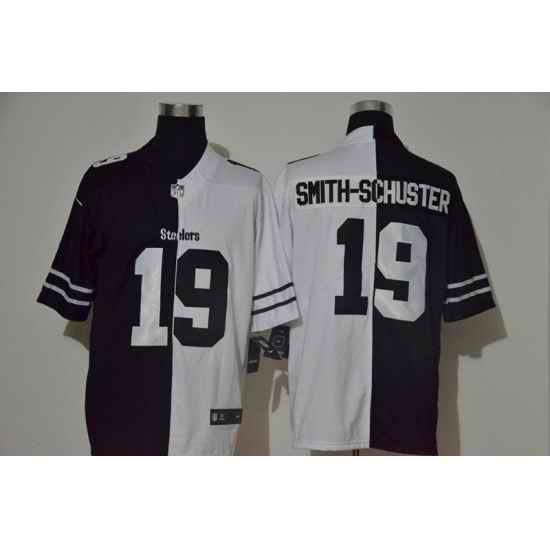 Nike Steelers 19 JuJu Smith Schuster Black And White Split Vapor Untouchable Limited Jersey